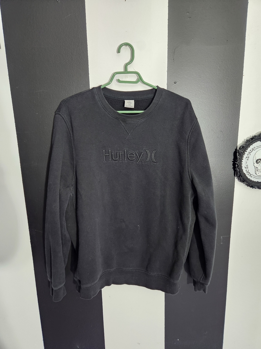 Hurley Black Embroidered Logo Crewneck Sweatshirt